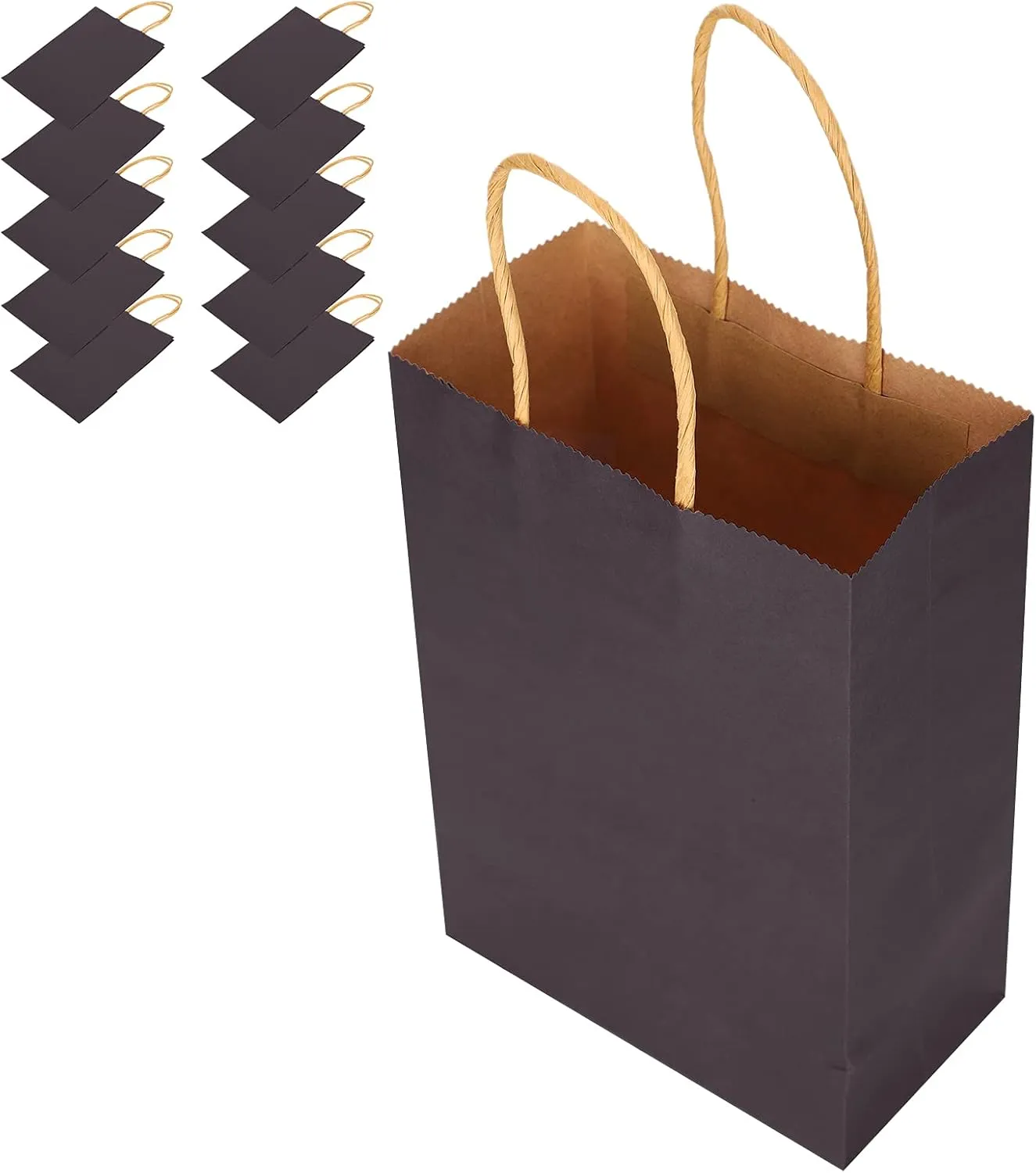 10pcs Portable Party Kraft Paper Bag Simple Shopping Packaging Souvenirs Bag with Handle for Wedding Party Supplies (Blue cowhide)