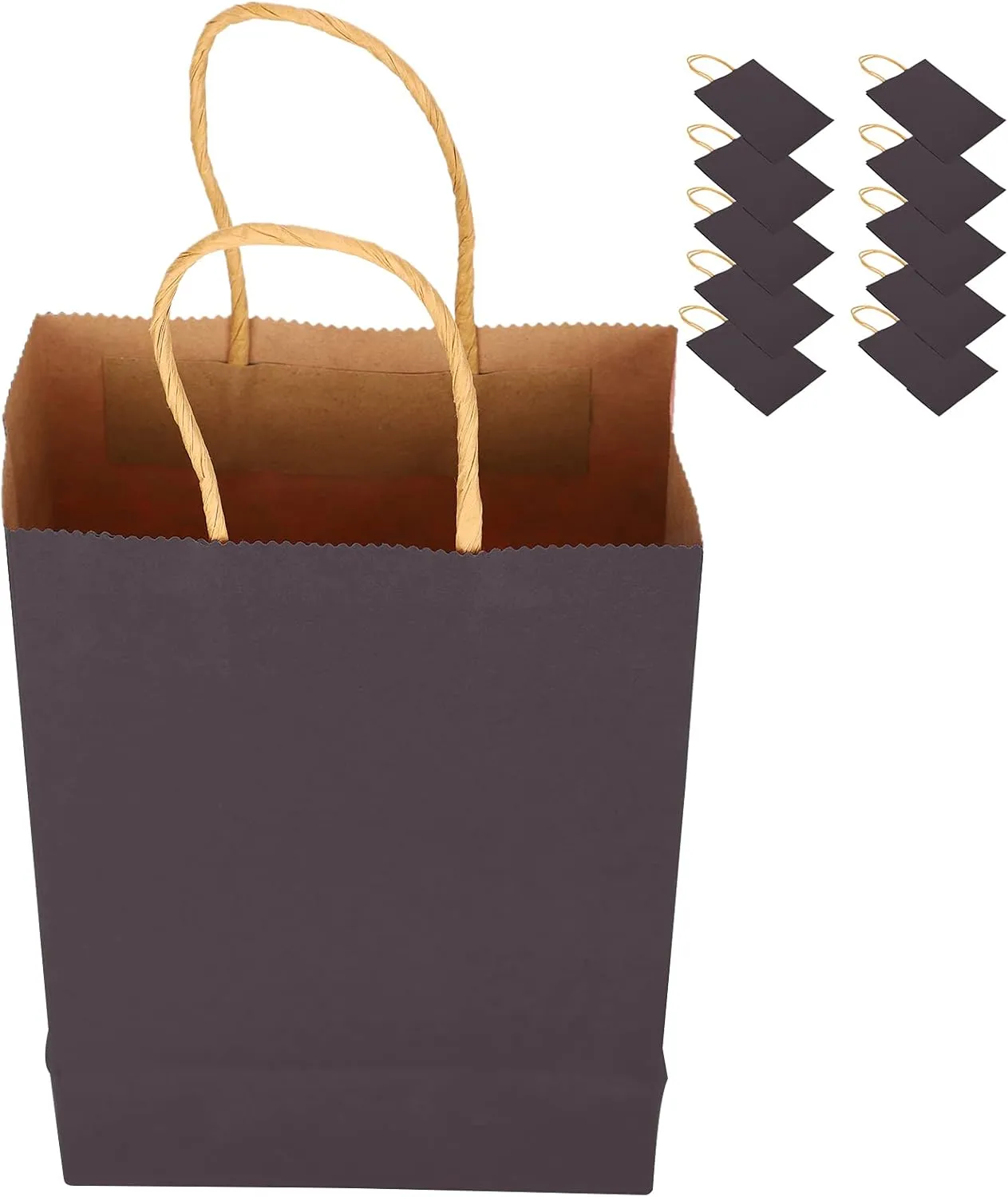10pcs Portable Party Kraft Paper Bag Simple Shopping Packaging Souvenirs Bag with Handle for Wedding Party Supplies (Blue cowhide)