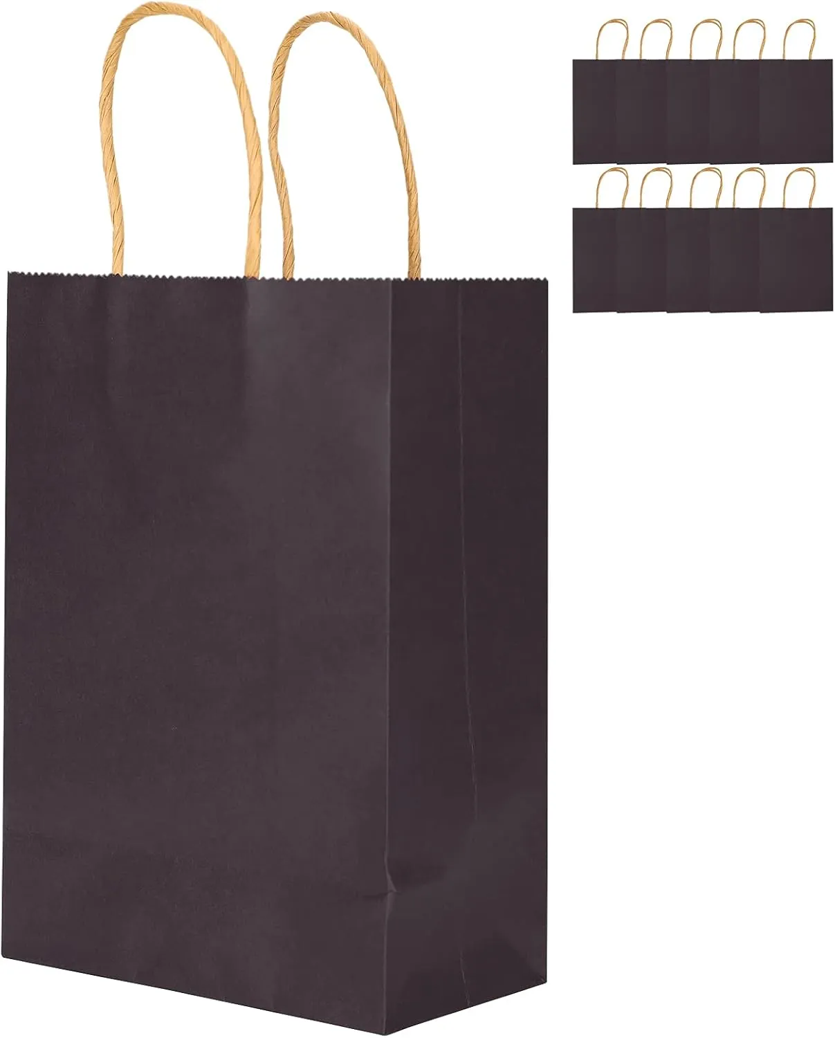 10pcs Portable Party Kraft Paper Bag Simple Shopping Packaging Souvenirs Bag with Handle for Wedding Party Supplies (Blue cowhide)