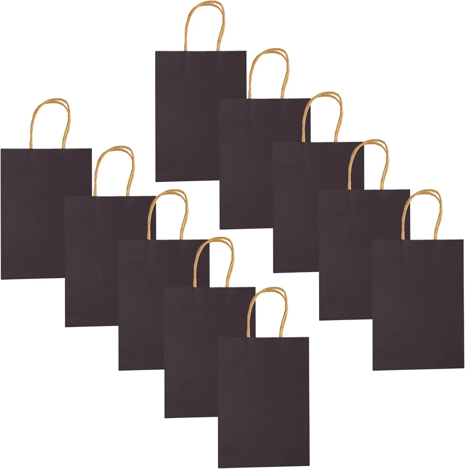 10pcs Portable Party Kraft Paper Bag Simple Shopping Packaging Souvenirs Bag with Handle for Wedding Party Supplies (Blue cowhide)