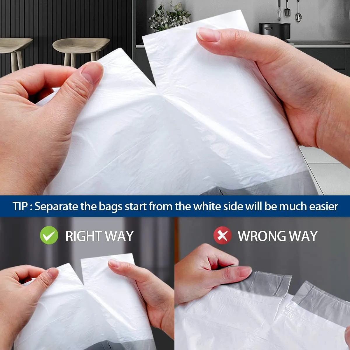 120 Counts 2.6 Gallon Small Drawstring Trash Bags Garbage Bags by RayPard, Small Strong Plastic Bags fit 7.5-10 Liter Trash Can for Home Office Kitchen Bathroom Bedroom, White Waste Basket Liners