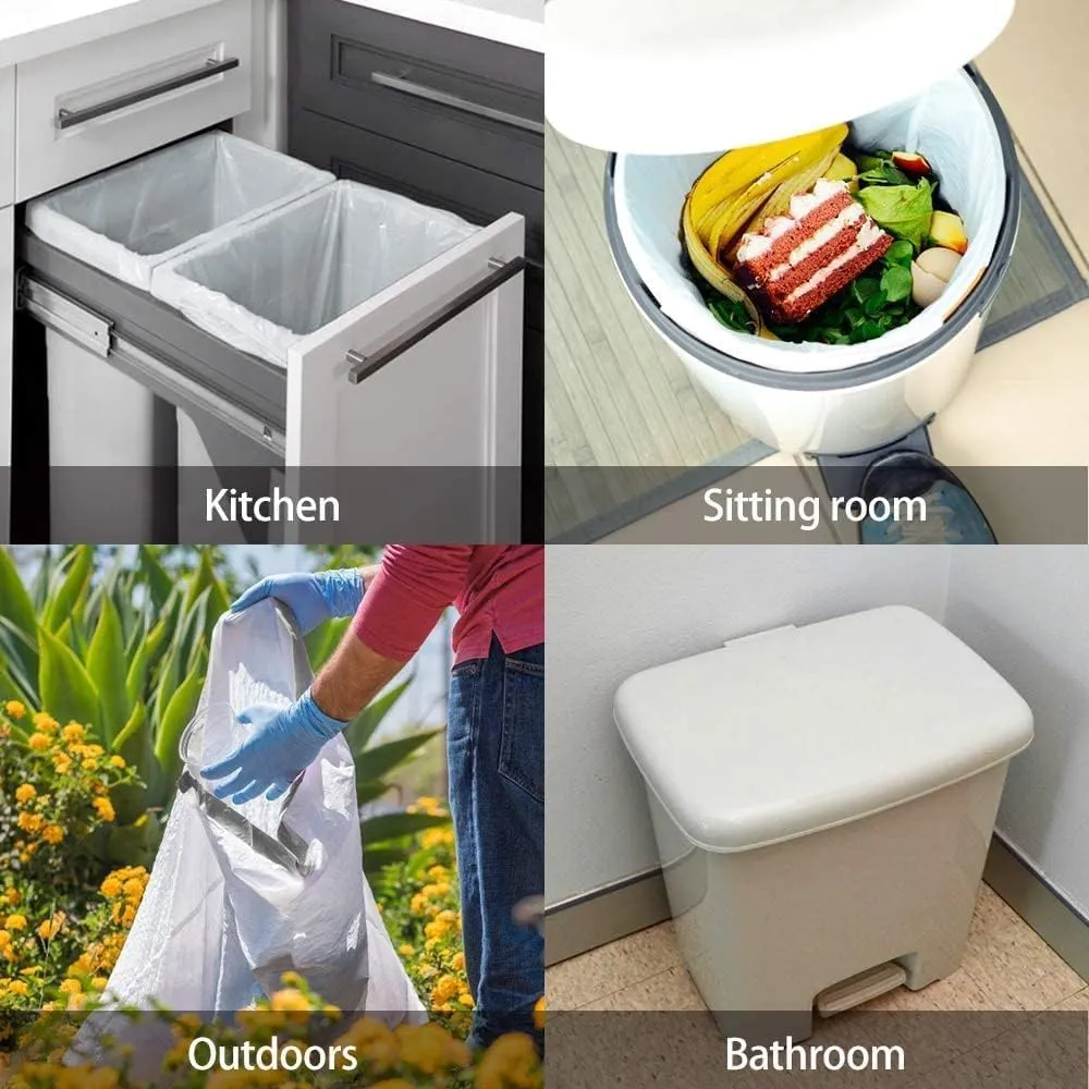 120 Counts 2.6 Gallon Small Drawstring Trash Bags Garbage Bags by RayPard, Small Strong Plastic Bags fit 7.5-10 Liter Trash Can for Home Office Kitchen Bathroom Bedroom, White Waste Basket Liners