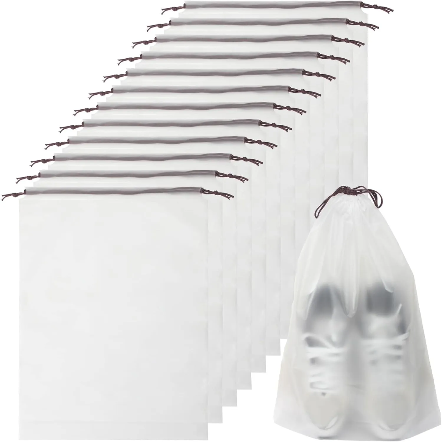 12Pcs Shoe Bags For Travel, 11.8in X 15.7in Large Clear Shoes Storage Organizer with Drawstring, Waterproof Travel Storage Bags for Packing Dust Bags for Men and Women