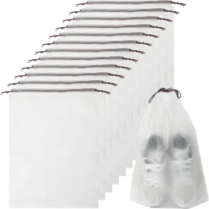12Pcs Shoe Bags For Travel, 11.8in X 15.7in Large Clear Shoes Storage Organizer with Drawstring, Waterproof Travel Storage Bags for Packing Dust Bags for Men and Women