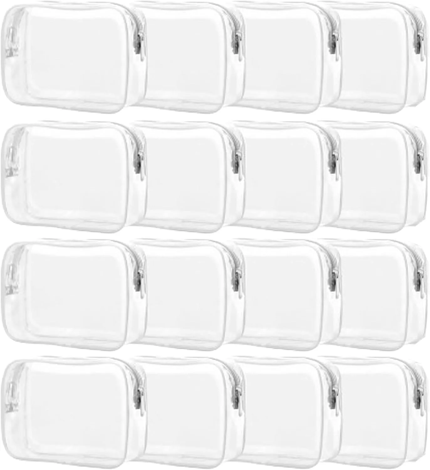 16 Pcs Clear Cosmetics Bag Bulk Clear Makeup Bag Bulk Toiletry Bag for Travel, PVC Zippered Pouch Cosmetic Makeup Bag Plastic Organizer Case for Vacation Bathroom Travel & Daily Use (White Medium)