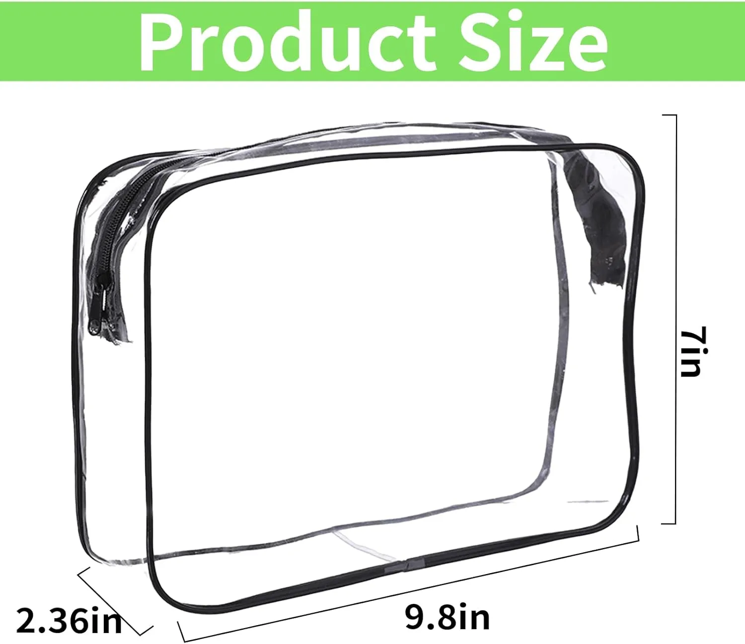 16 Pcs Clear Makeup Bag Bulk Toiletry Bag for Travel, Water-proof PVC Zippered Clear Pouch Cosmetic Makeup Bag Plastic Organizer Case for Vacation Bathroom Travel & Daily Use(Black Large)