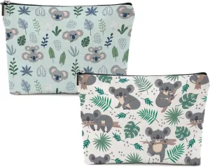 2 PCs Koala Gifts, Cute Koalas Makeup Bag, Koala Stuff Cosmetic Bag Travel Pouch, Animal Lovers Gifts for Women Girls Daughter Best Friend Sisters Niece Friendship Graduation Birthday