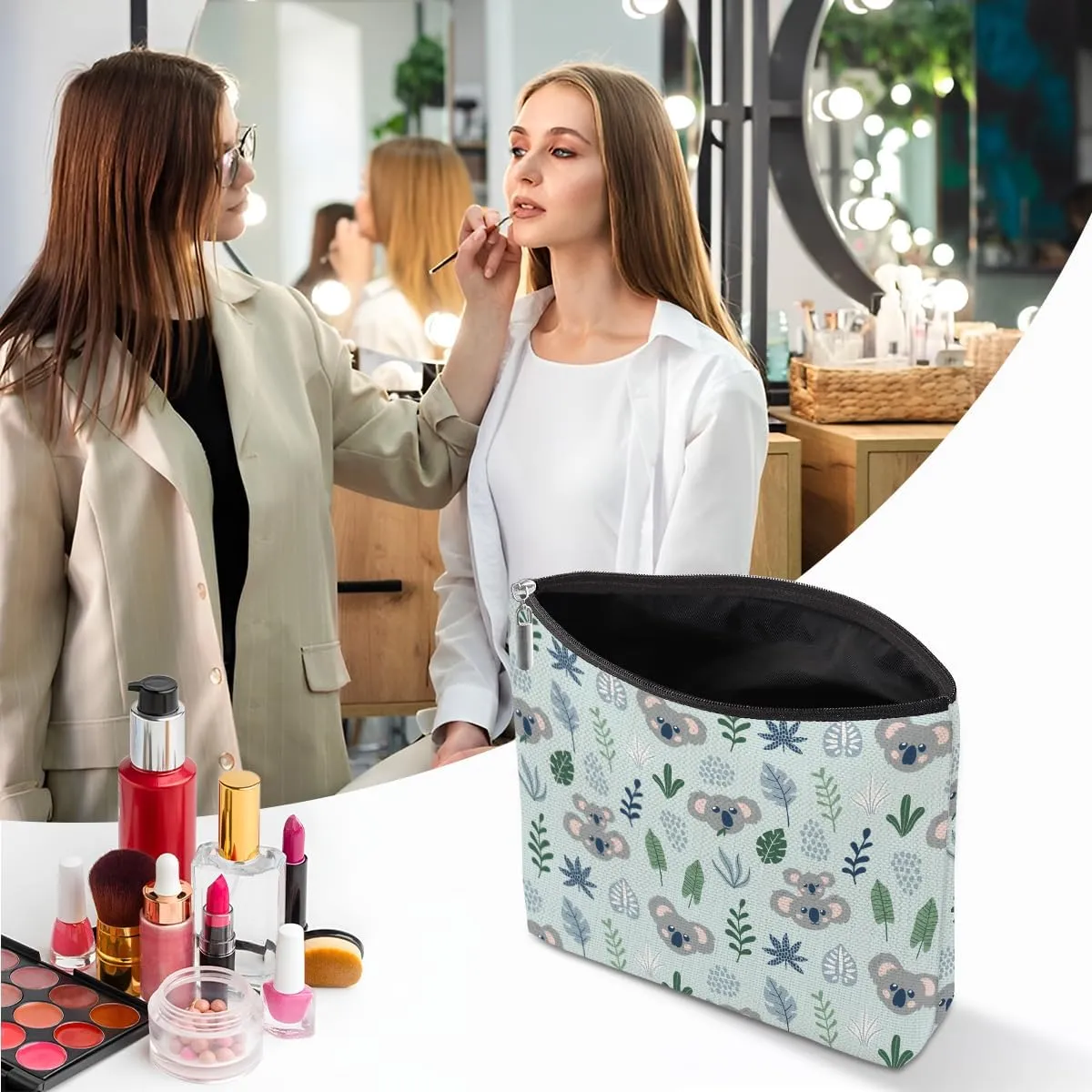 2 PCs Koala Gifts, Cute Koalas Makeup Bag, Koala Stuff Cosmetic Bag Travel Pouch, Animal Lovers Gifts for Women Girls Daughter Best Friend Sisters Niece Friendship Graduation Birthday