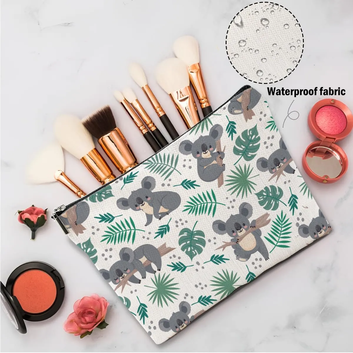 2 PCs Koala Gifts, Cute Koalas Makeup Bag, Koala Stuff Cosmetic Bag Travel Pouch, Animal Lovers Gifts for Women Girls Daughter Best Friend Sisters Niece Friendship Graduation Birthday