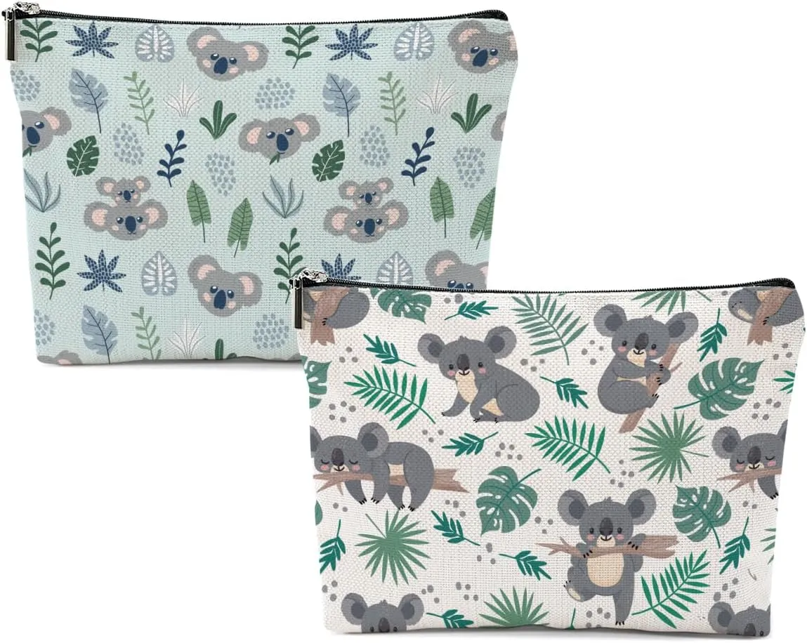 2 PCs Koala Gifts, Cute Koalas Makeup Bag, Koala Stuff Cosmetic Bag Travel Pouch, Animal Lovers Gifts for Women Girls Daughter Best Friend Sisters Niece Friendship Graduation Birthday