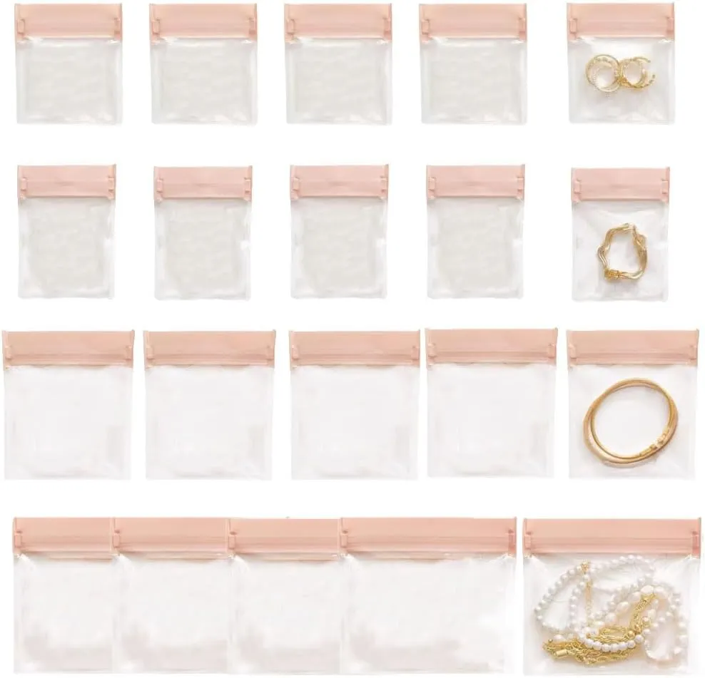 20 PCS Clear EVA Jewelry Bags Plastic Transparent Jewelry Packing Storage Pouch Lock Bags Organizer Ziplock Bag for Women.Anti Tarnish Rings Earrings Packing Bags for 4 Sizes