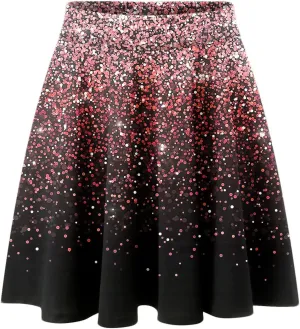 2023 Skirt Women's Fashion Short Skirt Womens A Line Midi Skirt High Elastic Waist Sequin Skirts Pleated Ruffle