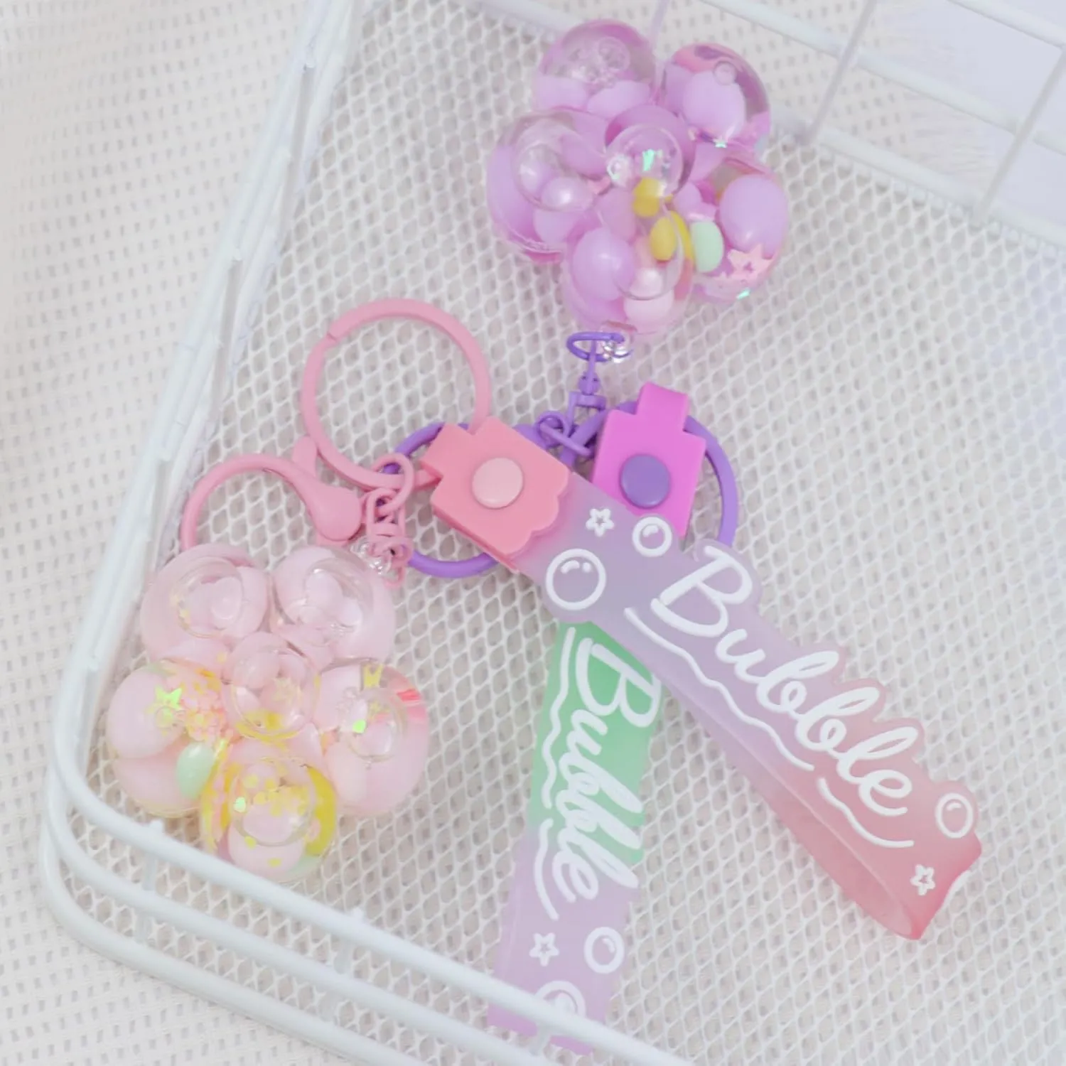 2PCS liquid keychains bookbag accessories for women and girls