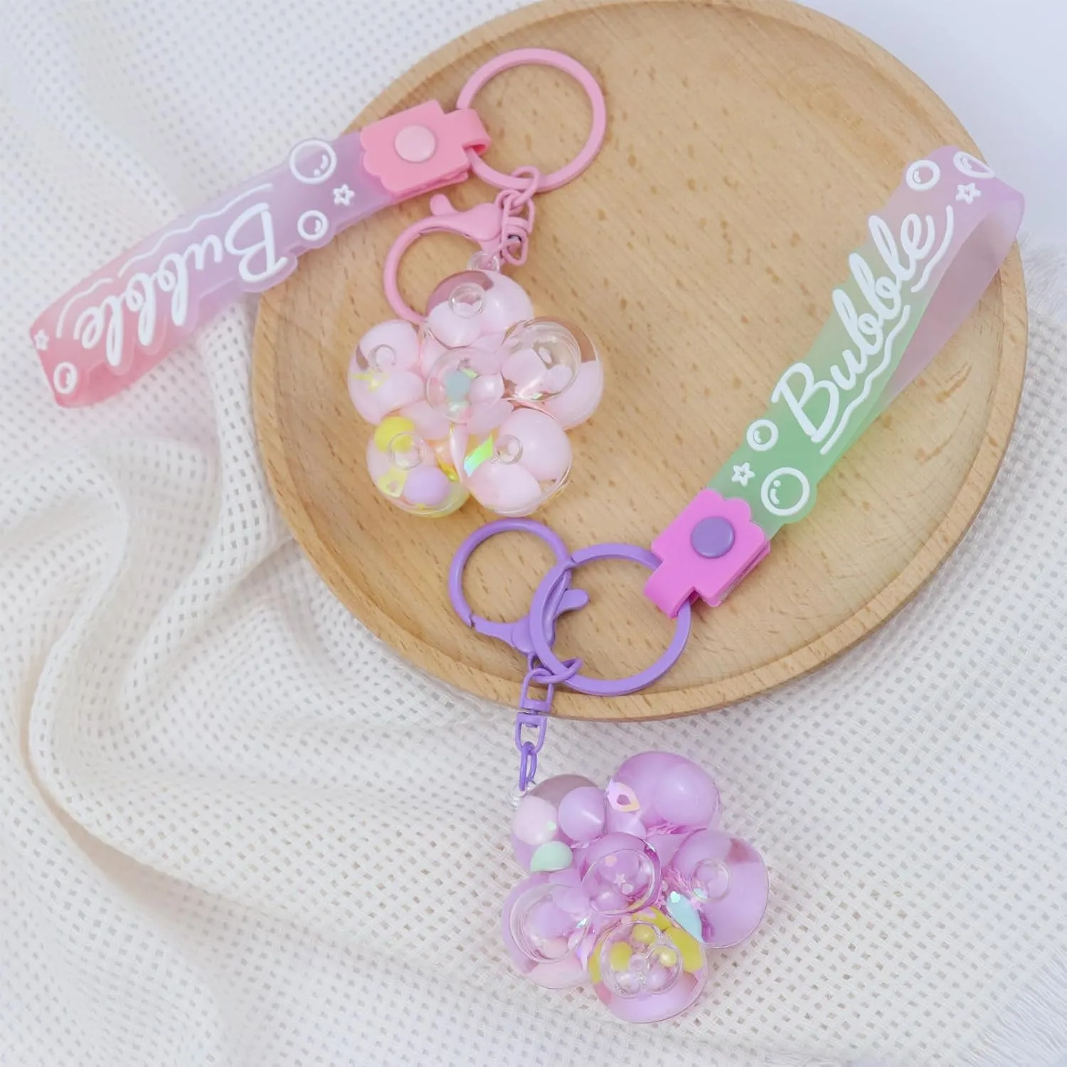 2PCS liquid keychains bookbag accessories for women and girls