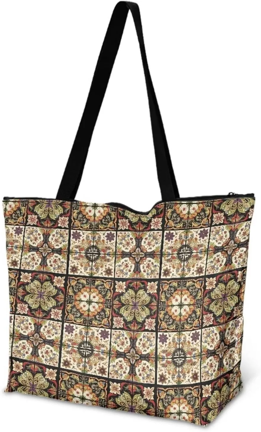 3D Vivid Cat 14x6x15 Tote Paper Bag for Women, Gothic Rose Butterfly Hand Bag, Halloween Spider Web Commute Bag