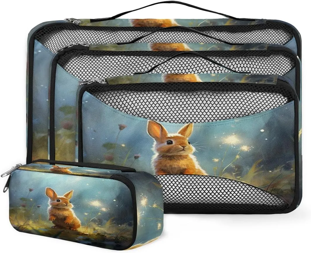 4 Set Packing Cubes for Suitcases, Travel Essentials for Carry on Luggage, Suitcase Organizers for Clothes Shoes Toiletries Travel Accessories in 4 Sizes - Fantastic Rabbit