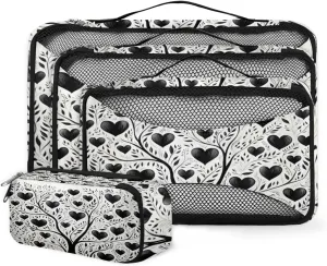 4 Set Packing Cubes for Suitcases, Travel Essentials for Carry on Luggage, Suitcase Organizers for Clothes Shoes Toiletries Travel Accessories in 4 Sizes - heart Tree