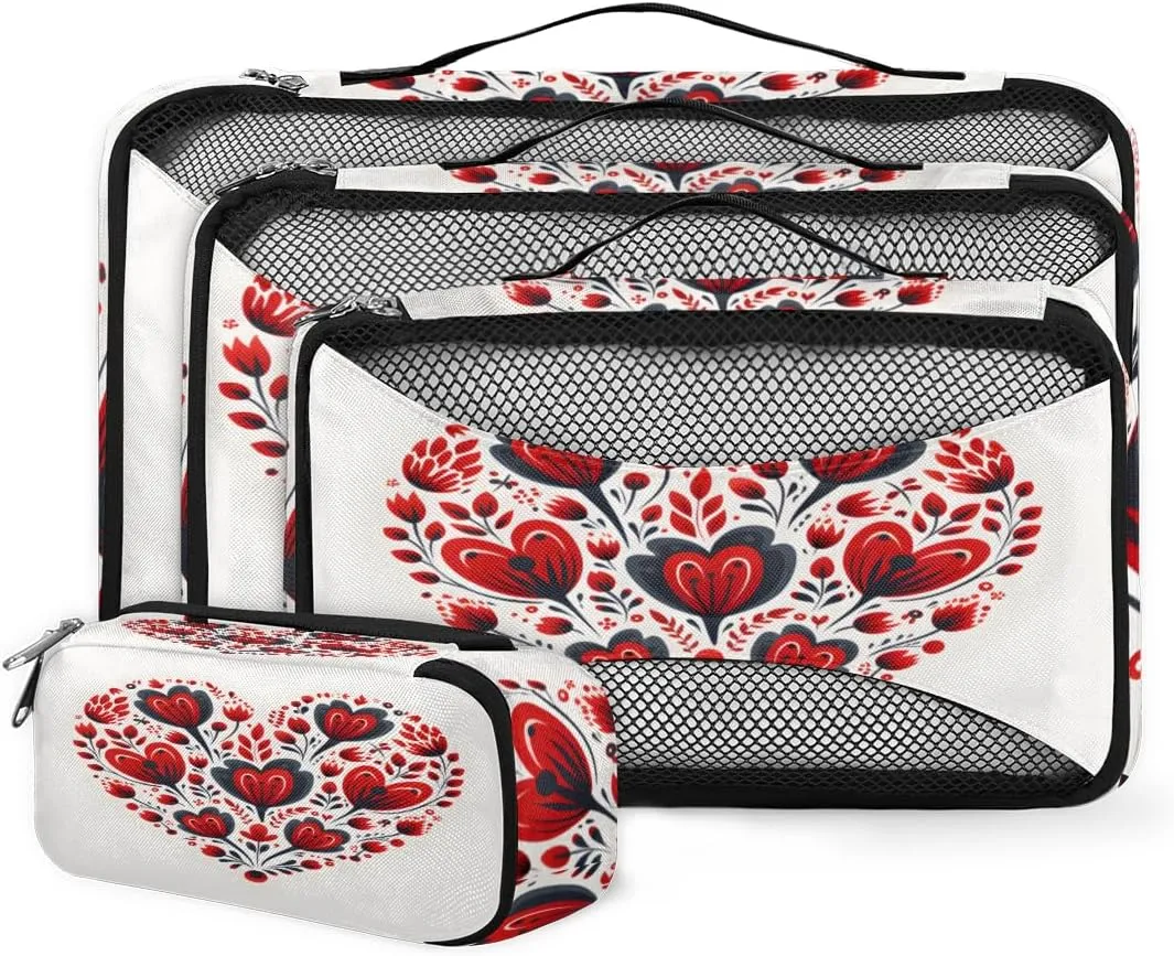 4 Set Packing Cubes for Suitcases, Travel Essentials for Carry on Luggage, Suitcase Organizers for Clothes Shoes Toiletries Travel Accessories in 4 Sizes - Mandala Heart