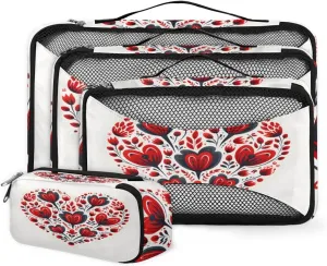 4 Set Packing Cubes for Suitcases, Travel Essentials for Carry on Luggage, Suitcase Organizers for Clothes Shoes Toiletries Travel Accessories in 4 Sizes - Mandala Heart