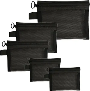 5-Pack Small Mesh Zipper Pouch Cosmetic Organizer with Zipper for Travel and Makeup Accessories