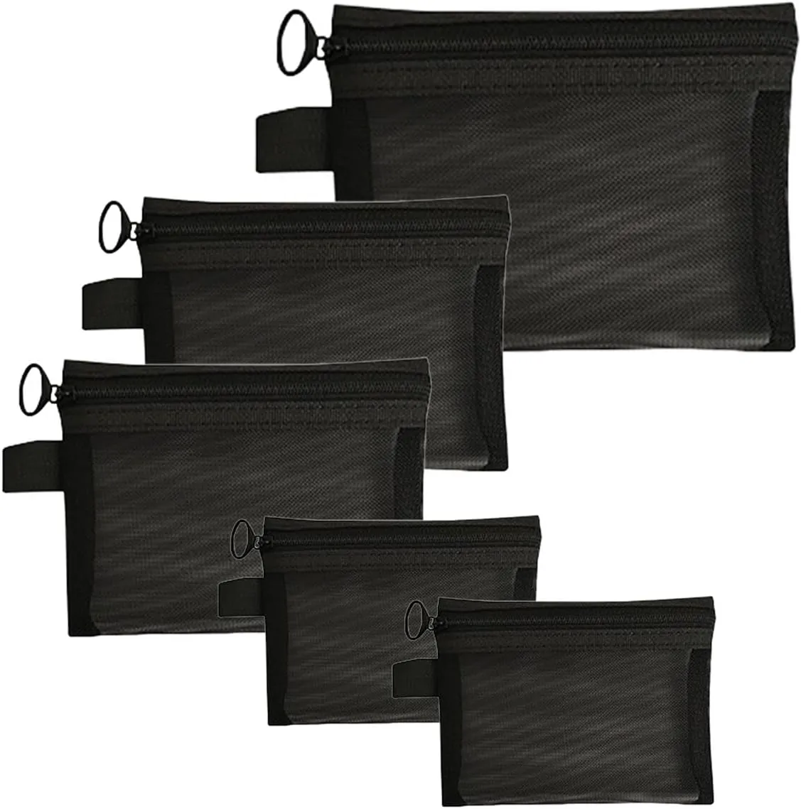 5-Pack Small Mesh Zipper Pouch Cosmetic Organizer with Zipper for Travel and Makeup Accessories