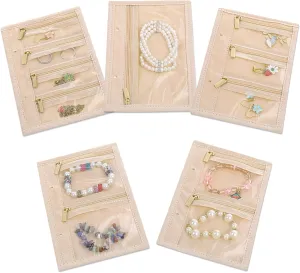 5 Pcs Travel Jewelry Bags Jewelry Storage Pouch Clear Velvet Zipper Pocket Earring Bags Visualization Design for Travel Business Trip Jewelry Organizer for Women