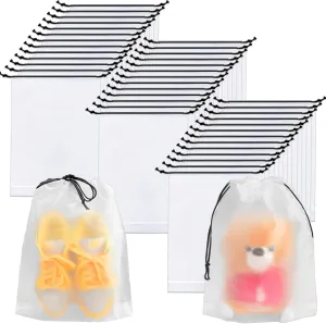 50Pcs Shoe Bags for Travel,Plastic Frosted Drawstring Shoes Bag,Large Portable Shoes Organizer Storage Pouches for Men and Women,Translucent,11.8in x 15.7in
