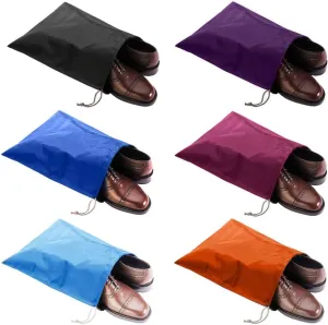 6 Pack Waterproof Nylon Shoe Bags Travel Bags for Men Women (Multicolor, 15.1"(L) x12.2"(W))