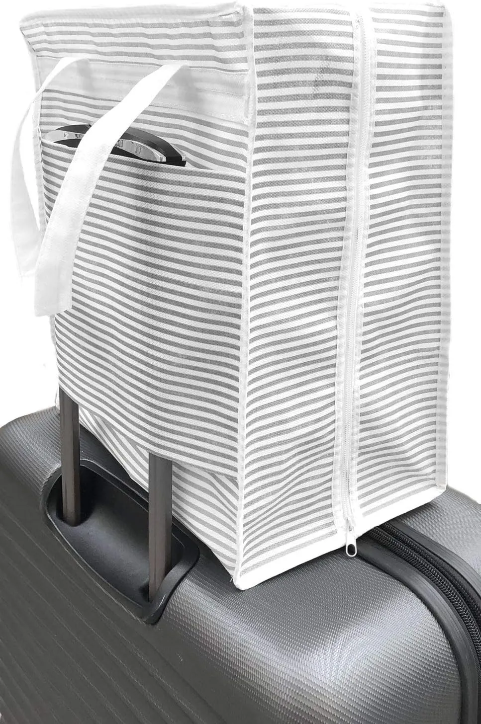 6 Pairs Shoe Bags - Travel Storage Bags For Luggage - Shoe Packing Cubes - White Grey