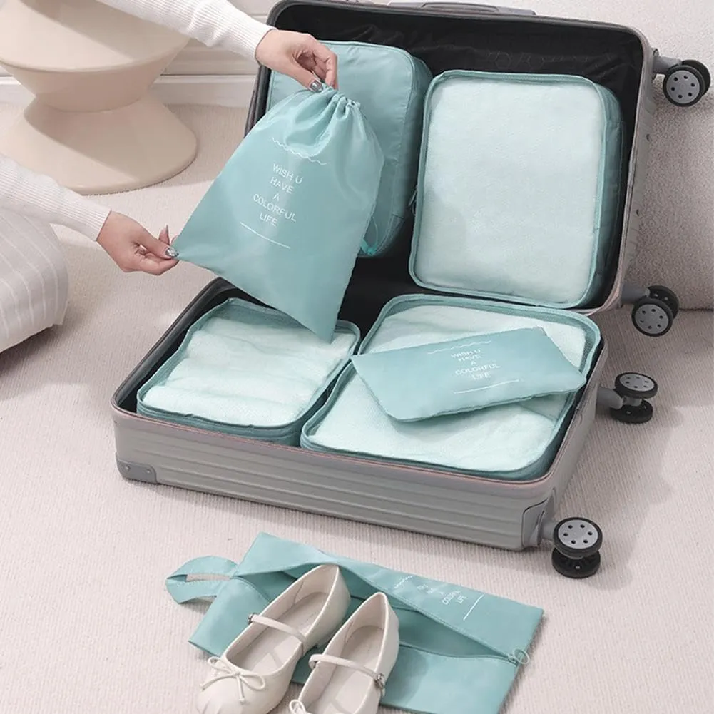 7 PCS Packing Cubes for Suitcases, Luggage Organizers Bags Set, Travel Essentials for Carry on Luggage, Essentials Bag Packing Cubes for Clothes Shoes Storage Bags