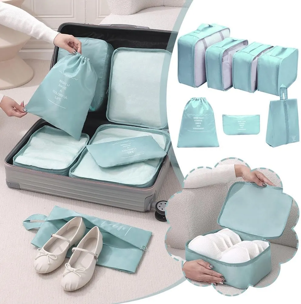 7 PCS Packing Cubes for Suitcases, Luggage Organizers Bags Set, Travel Essentials for Carry on Luggage, Essentials Bag Packing Cubes for Clothes Shoes Storage Bags