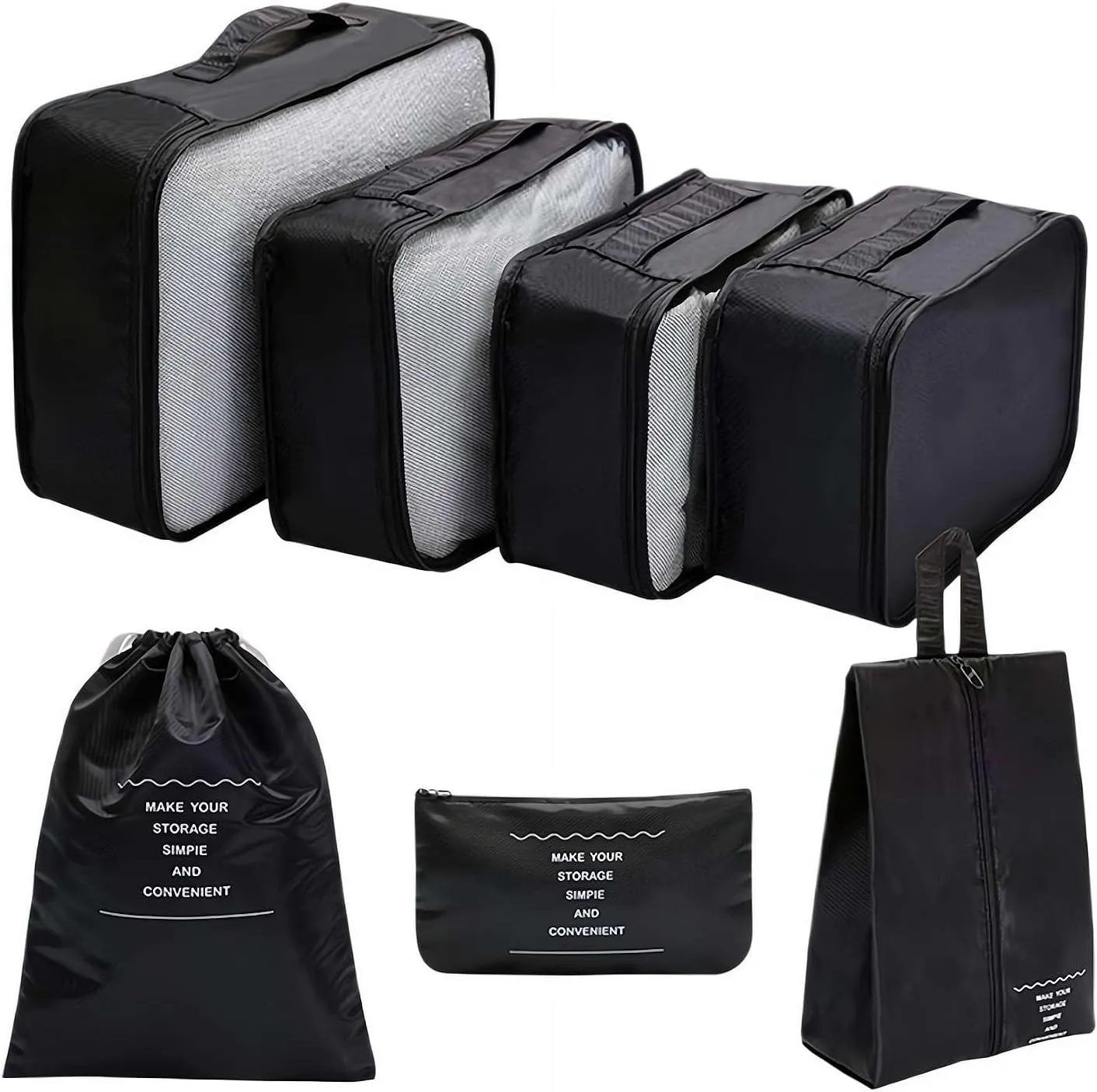 7 PCS Packing Cubes for Suitcases, Luggage Organizers Bags Set, Travel Essentials for Carry on Luggage, Essentials Bag Packing Cubes for Clothes Shoes Storage Bags