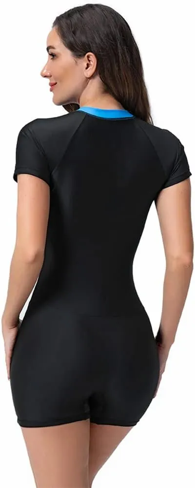ABOCIW Womens One Piece Long Sleeve Swimsuit Rash Guard Bathing Suit Boyleg Bottom UPF 50  Surfing Swimwear