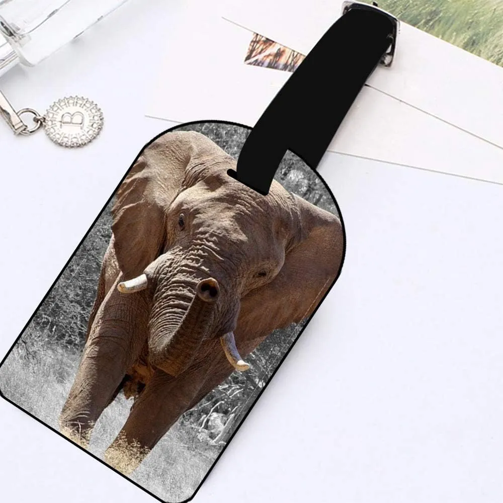 African Elephant Luggage Tag Suitcase Label Bag Tag Travel Accessories Baggage Name Tag - 1 pack