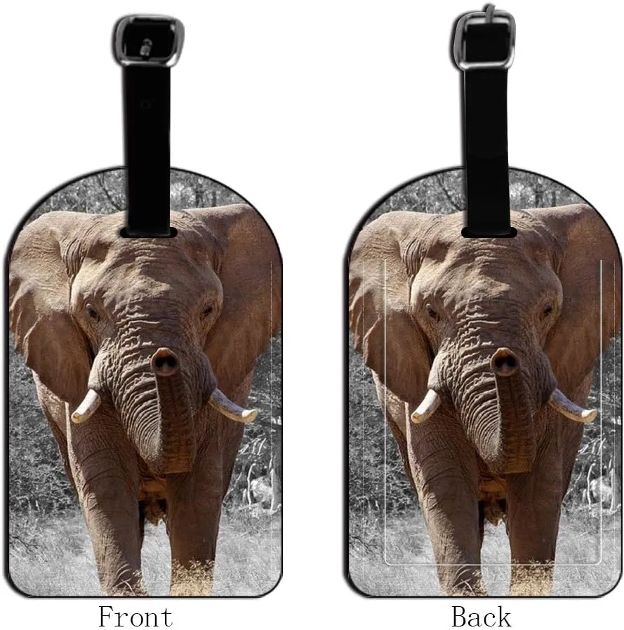 African Elephant Luggage Tag Suitcase Label Bag Tag Travel Accessories Baggage Name Tag - 1 pack