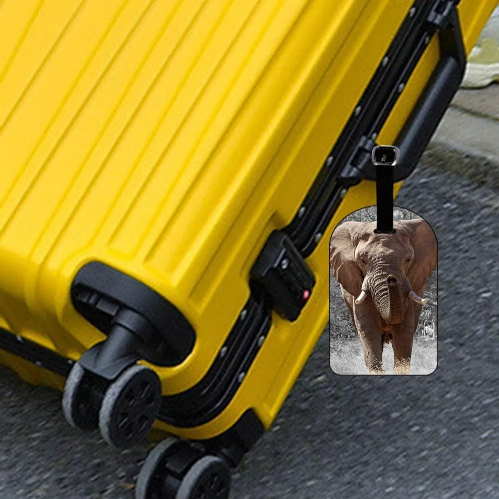 African Elephant Luggage Tag Suitcase Label Bag Tag Travel Accessories Baggage Name Tag - 1 pack
