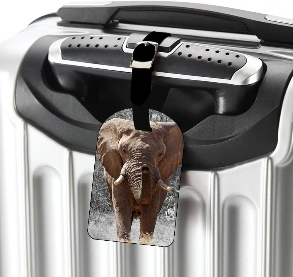 African Elephant Luggage Tag Suitcase Label Bag Tag Travel Accessories Baggage Name Tag - 1 pack