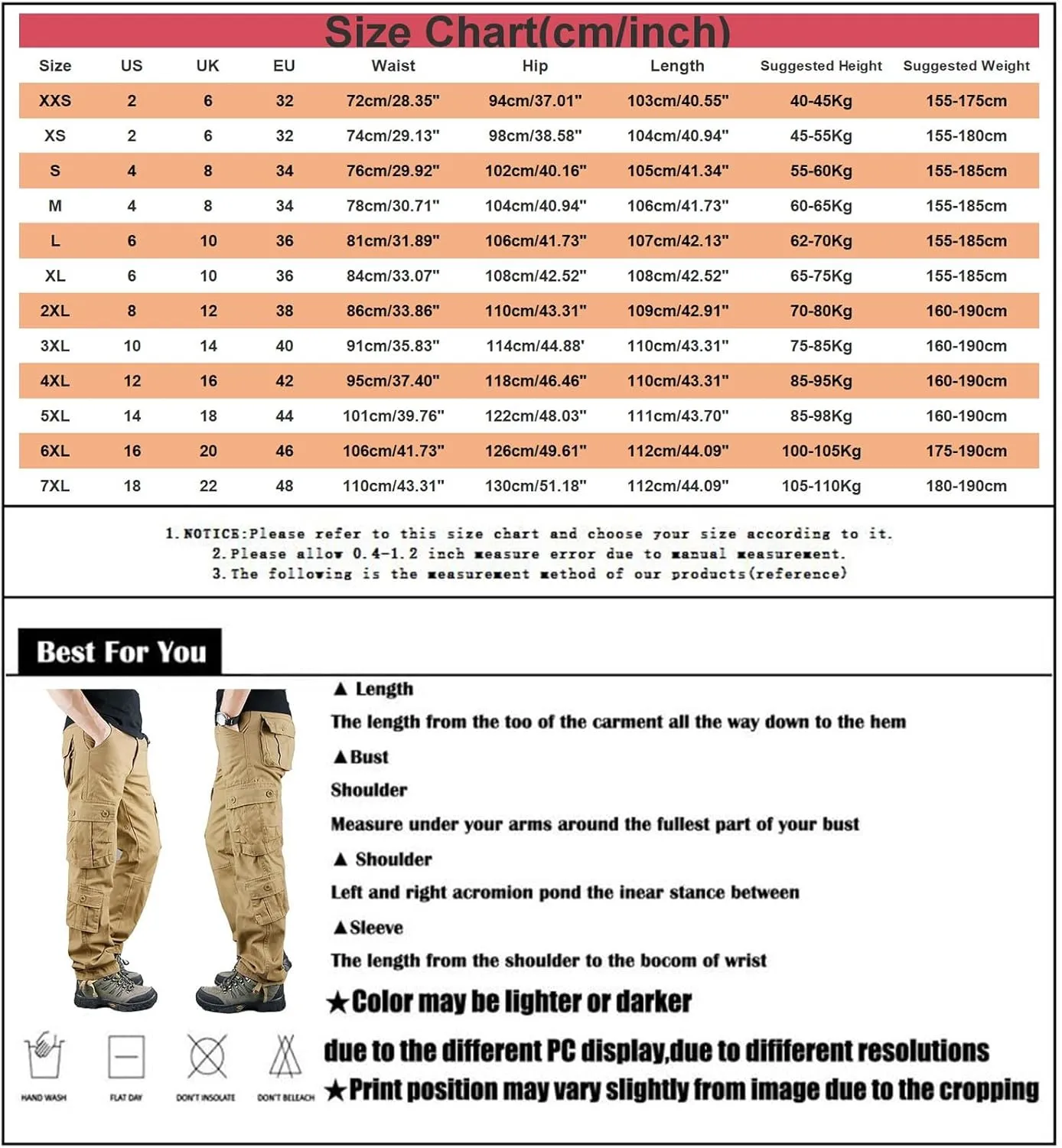 aihihe Camoflage Cargo Pants for Men Mens Compression Workout Pants Brown Baggy Pants Relaxed fit Flat Front Pants Men