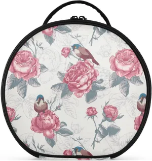 ALAZA Blooming Roses and Birds Travel Makeup Train Case Makeup Cosmetic Case with Adjustable Dividers