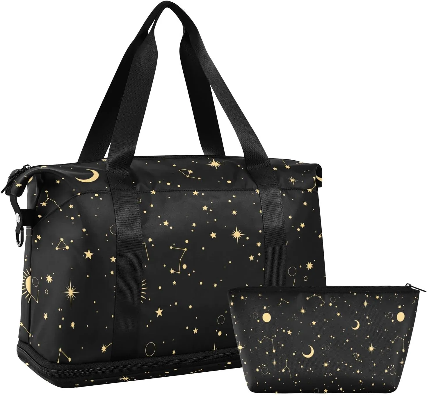 ALAZA Moon Sun Starry Night Gym Bag Sports Duffel Bag with Shoes Compartment, Overnight Weekender Travel Tote Bag for Women Men Trip College