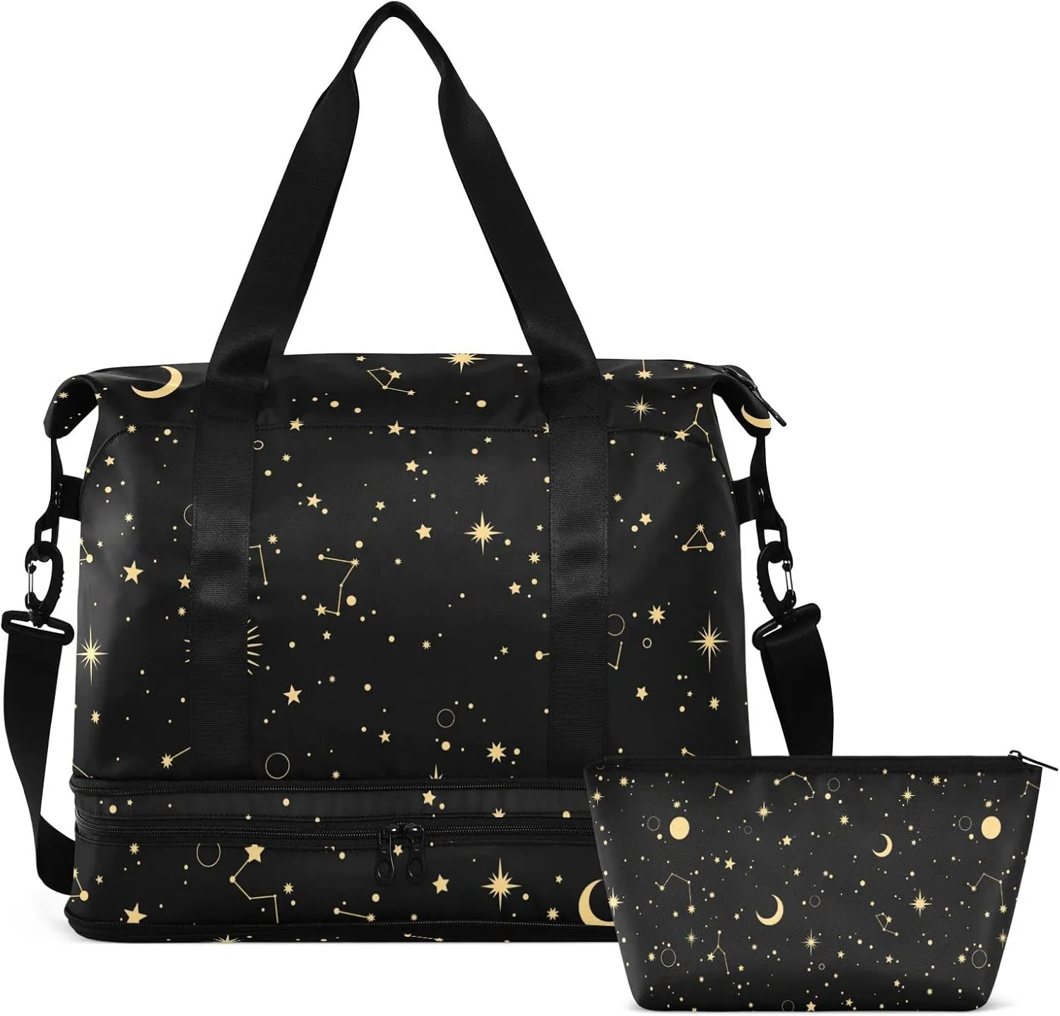 ALAZA Moon Sun Starry Night Gym Bag Sports Duffel Bag with Shoes Compartment, Overnight Weekender Travel Tote Bag for Women Men Trip College