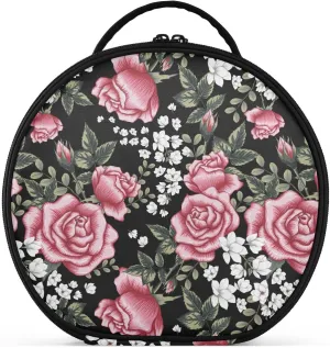 ALAZA Roses and White Flower Portable Cosmetic Bag Large Capacity Makeup Bags