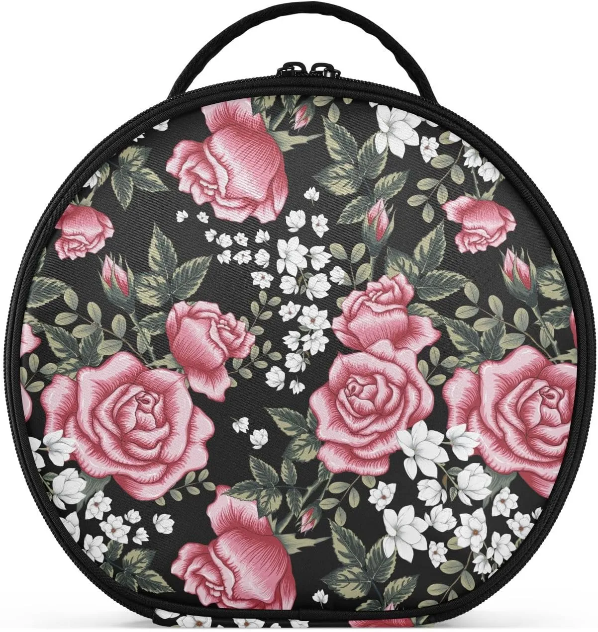 ALAZA Roses and White Flower Portable Cosmetic Bag Large Capacity Makeup Bags