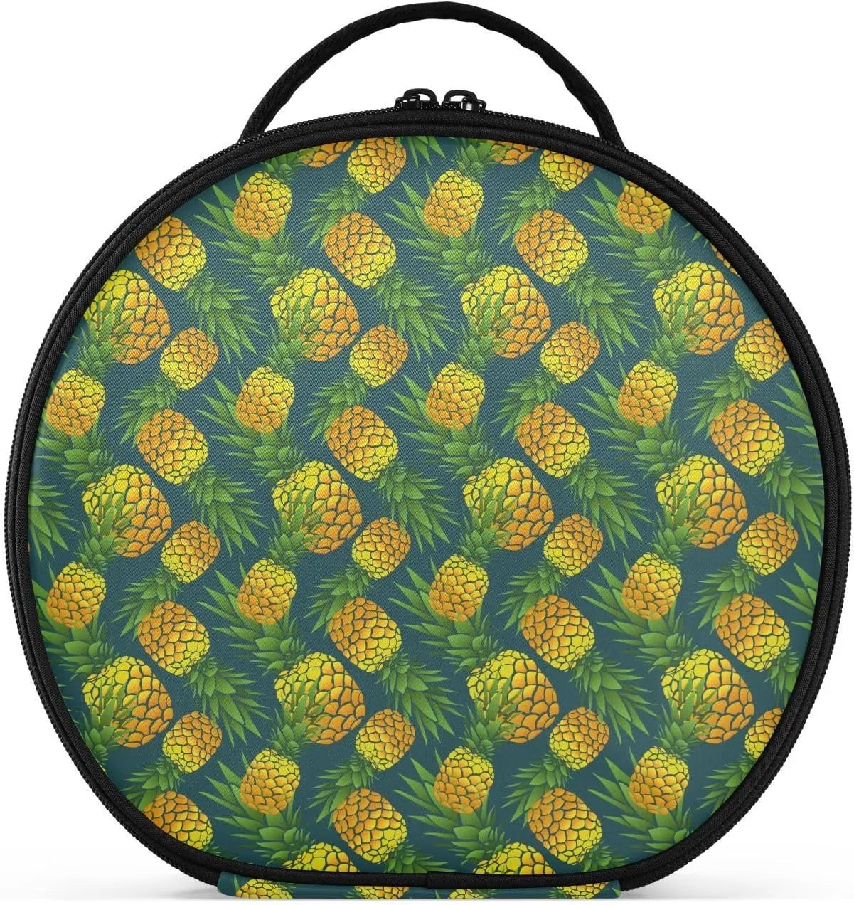 ALAZA Summer Pineapple on Dark Travel Makeup Train Case Makeup Cosmetic Case with Adjustable Dividers