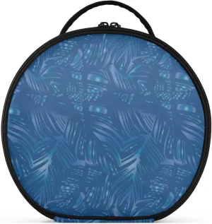 ALAZA Tropical Leaves White and Blue Color Line Portable Cosmetic Bag Large Capacity Travel Makeup Case Organizer