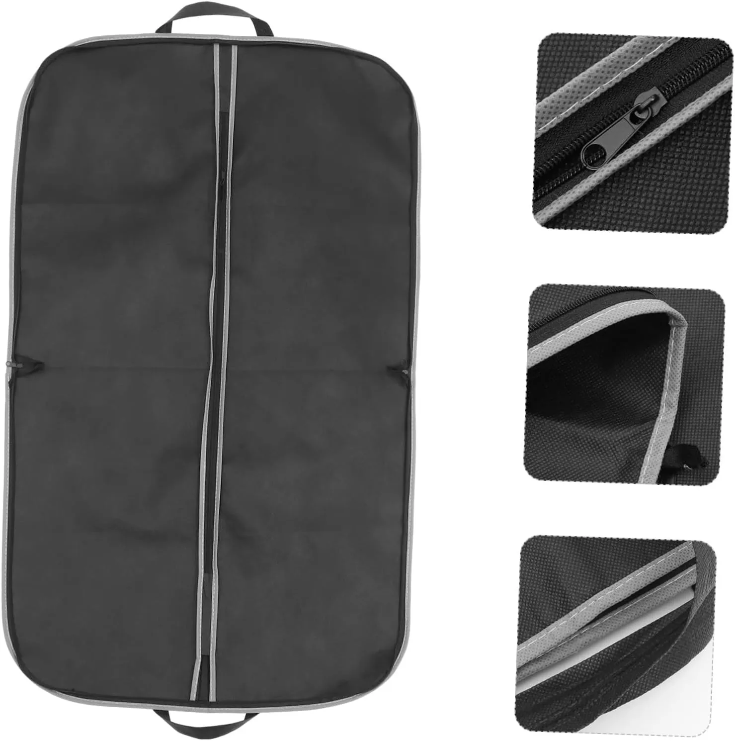 Alipis Portable Travel Garment Bag Medium Dust Cover Clothes Protector for Business Home Black Folding Hanging Case for Suits Dresses More