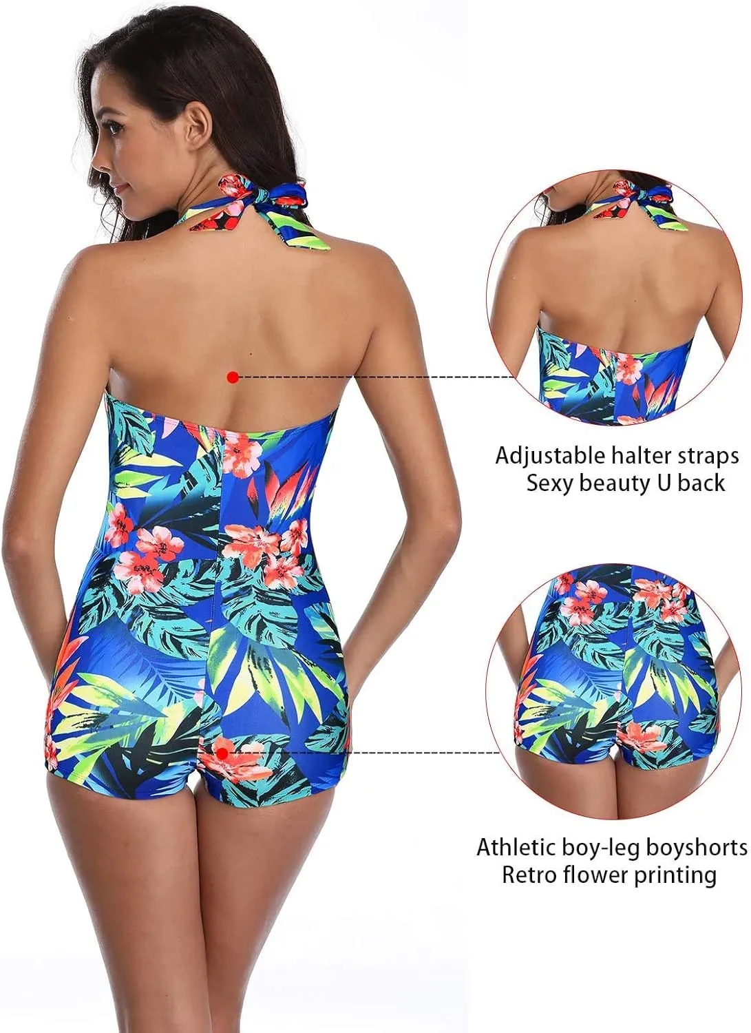 American Trends One Piece Bathing Suit for Women Vinatge Womens Swimsuits Tummy Control Athletic Rerto Womens Swimwear