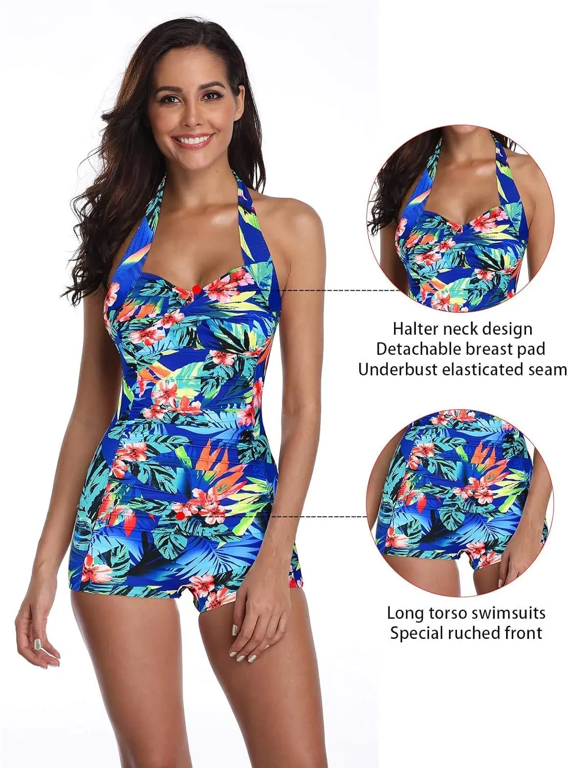 American Trends One Piece Bathing Suit for Women Vinatge Womens Swimsuits Tummy Control Athletic Rerto Womens Swimwear