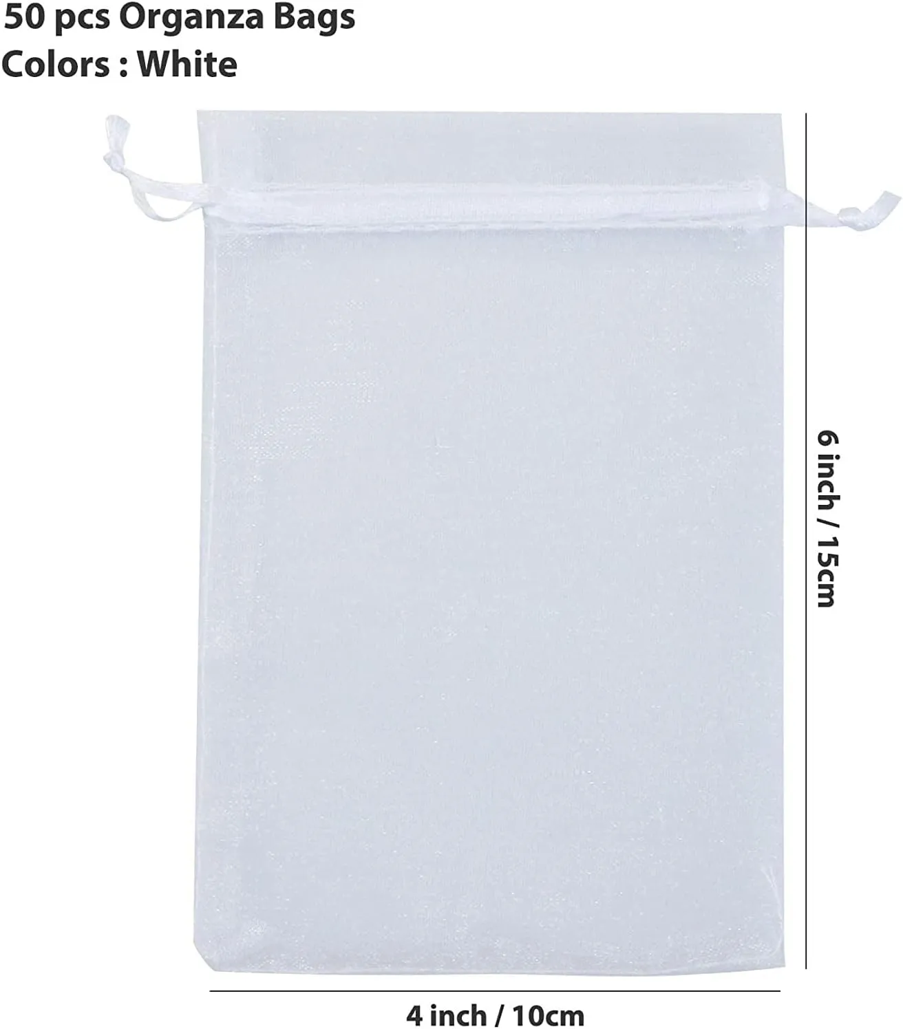 ANZNKU 50 Pack Organza Bags 4 x 6 inch Small Bags, Favor Bag, Sheer Mesh Bag, White Gift Bag with Drawstring, Organza Favor Pouch Packaging Bag for Wedding Party Christmas