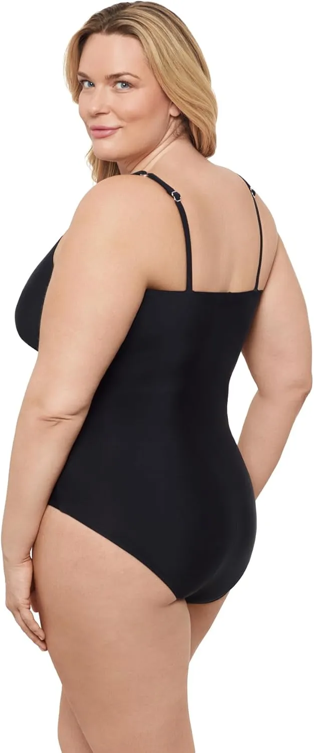 Aqua Green Women's Surplice Trim Overlay One Piece